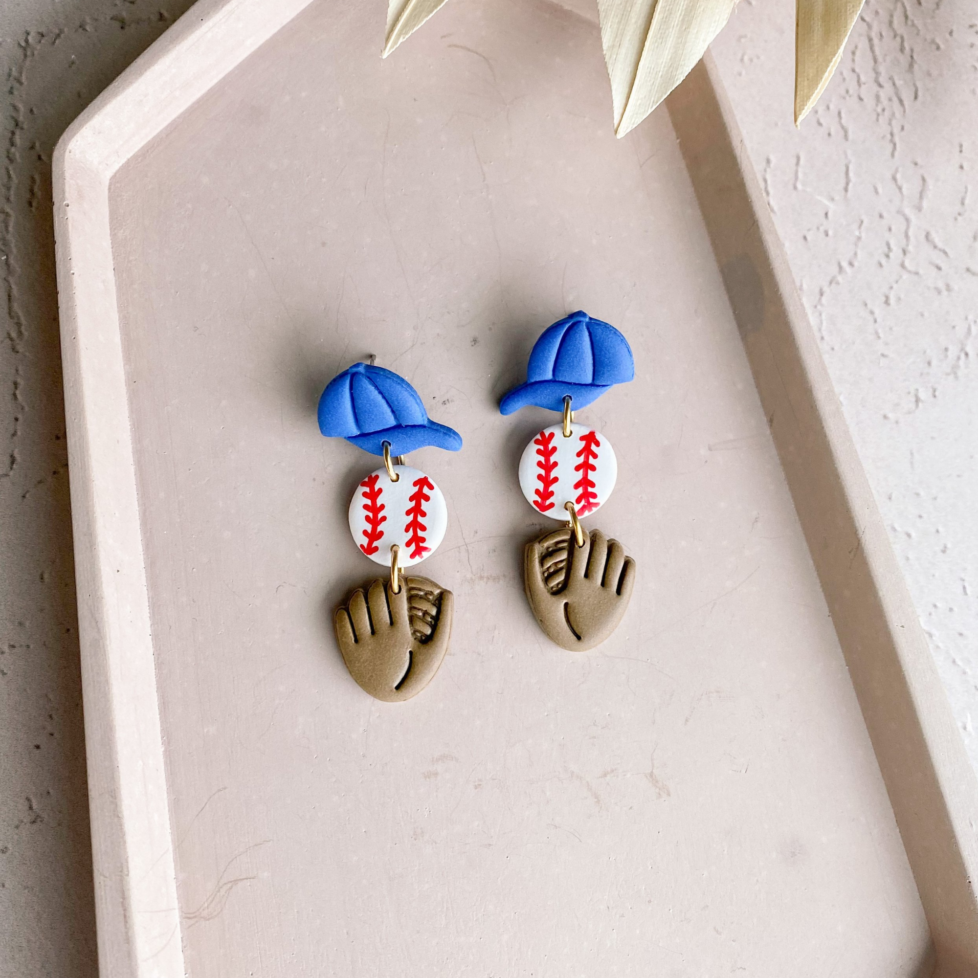 Hat, Baseball, and Glove Dangle Earrings