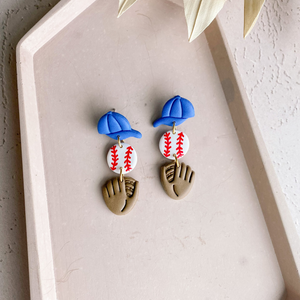 Hat, Baseball, and Glove Dangle Earrings