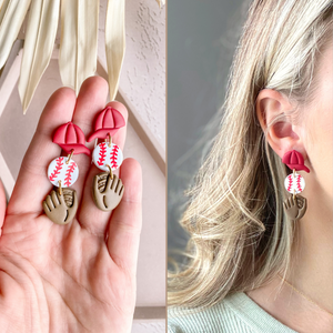 Hat, Baseball, and Glove Dangle Earrings